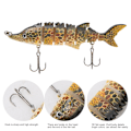 Miniatyrbilde 8 av 8: 11cm Plast Fiskeagn Multiseksjon Synkende Wobbler Kroker Utstyr (JM040-5)