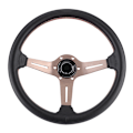 Miniatyrbillede 2 af 8: 250mm/14in NARDI Style 6-Bolt Halv Skål Sort Perforeret Læder Racer Rat med Horn Modificerede Dele