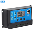 Miniatyrbild 2 av 8: Solcellsladdningsregulator LCD Dubbel USB PWM Cell Panel Regulator med Automatisk Lastidentifiering 12V 24V40A