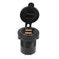 Miniatyrbillede 3 af 8: Bil Dobbelt USB-porte Oplader QC3.0 Rødt lys med kontakt Universal til mobiltelefoner Tablets GPS