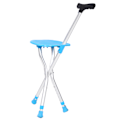 Miniatyrbillede 5 af 8: Metal Udendørs Foldbar Vandrestok Hjælp Tripod Krykke Stol med Sæde Blå Farve
