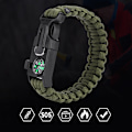 Pikkukuva 5 / 8: Paracord-selviytymisrannekkeet miehille ja naisille, ulkoilmakäyttöön, rannekkeet, kääre, varjo köysi (armeijan vihreä)