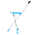 Miniatyrbillede 2 af 8: Metal Udendørs Foldbar Vandrestok Hjælp Tripod Krykke Stol med Sæde Blå Farve