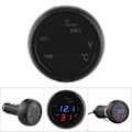 Miniatyrbilde 5 av 5: Dobbel LED Digital Display Voltmeter Termometer Sigarettenner USB Billader (blå, rød)