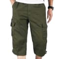 Herr 3/4 långa elastiska shorts med cargo- och stridsbyxor i armégrönt Army Green M