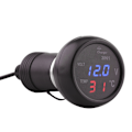 Miniatyrbilde 4 av 5: Dobbel LED Digital Display Voltmeter Termometer Sigarettenner USB Billader (blå, rød)