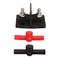 Miniatyrbillede 6 af 8: Dobbelt Powerpost Kabelstik 2 X M8 Dobbelt Strømfordelingsblok med 2 stk. Sort Rød Isolator til Biler Fartøjer