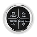 Miniatyrbillede 3 af 8: 52 mm/2 tommer multifunktions 4LED-alarmindikator Volt Vandtemperatur Olietrykalarmsmåler 12/24V til marinebåd Sort urskive Sølvramme