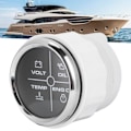 Miniatyrbillede 6 af 8: 52 mm/2 tommer multifunktions 4LED-alarmindikator Volt Vandtemperatur Olietrykalarmsmåler 12/24V til marinebåd Sort urskive Sølvramme