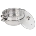 Miniatyrbilde 3 av 8: 2-lags dampkoker i rustfritt stål - 27 cm/11 tommer, kokekar, dobbel kjele, dampkoker for suppe