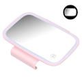 Miniatyrbilde 4 av 8: Bilsolskjerm Sminke Speil Omgitt Av LED Lys Berøringsskjerm Plug and Play Med Tilbaketrekkende Klips Rosa