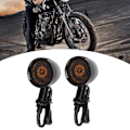 Miniatyrbild 7 av 8: Universal Motorcykel Retro Bullet Grid LED Blinkers Bromsljus Metall Shell Blinkers Black Shell Gul lins