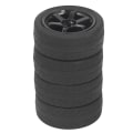Miniatyrbillede 5 af 8: 4 stk. RC Bil Dæk Gummi Plast Universal RC Bil Hjul til Tamiya TT01 TT02 XV01 XV02 1/10 Fjernstyret Køretøj Sort