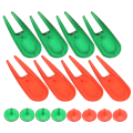 Miniatyrbillede 5 af 8: PE Plastic Golfbold Divot Værktøj Pitch Fork Putting Green Reparationssæt med Ball Marker