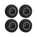 Pikkukuva 6 / 8: 4kpl 55mm etu- ja takarenkaat ja 5-puolaiset metallivanteet AXIAL SCX24 1/24 RC-autolle, musta