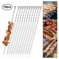 Miniatyrbillede 1 af 8: 10 stk. Grillspyd i rustfrit stål Kebabspyd Flade Grill Kabobspyd Lange spyd Kødspyd