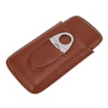 Miniatyrbillede 4 af 8: Bærbar cigar læder etui i høj kvalitet læder rejse bærbar cigar rejsetaske holder med saks brun