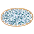 Miniatyrbillede 7 af 8: Flettet Rattan Keramisk Plade Oval Flettet Rattan Porcelæn Frugtplade til Bryllupsfest Banket FødselsdagBlå Blomster