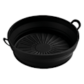 Miniatyrbillede 3 af 8: Foldbar 8,5 tommer friture silikoneforing fødevarekvalitet høj temperaturbestandig rund friture silikonepotte 8,5 tommer sort
