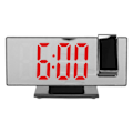 Miniatyrbild 2 av 8: Projektionsväckarklocka Digital USB-laddning Automatisk dimning LED-spegelskärm Elektronisk klocka för sovrum Svart skal Rött ljus