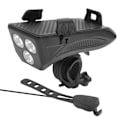Miniatyrbillede 2 af 8: 4 i 1 Cykelstyr Forlygte Mobiltelefon Holder med Horn og USB Oplader Sort
