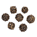 Miniatyrbillede 7 af 8: 7 stk. hule terning sæt kobber bærbar afbalanceret rullende graveret metal polyhedral terning sæt til brætspil antik guld