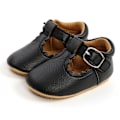 Miniatyrbillede 4 af 8: Baby Sandaler Læder Overdel Gummisål Anti Slip Blød Komfortabel Let Åndbar Toddler Gå Sko Sort 12cm/4.7in (til 6 til 12 måneder)