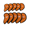 Miniatyrbild 2 av 8: 10-pack Golfjärnsöverdrag med Nummer Vattentäta Golfhuvudskydd Skyddande Huvudskydd för Banträning Orange
