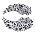 Miniatyrbillede 3 af 8: Vingevægsskulptur Kunst Metal Hul Ud Væghængende Dekoration til Hjem Soveværelse Stue Have Kontor Dobbeltsidet Sort med Lys 10cm/3.93in