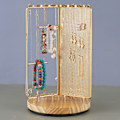 Miniatyrbillede 5 af 8: 3 i 1 smykkestativ display multi niveauer træ drejelig base smykke display holder til halskæde guld
