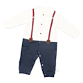 Miniatyrbild 2 av 8: Baby Jumpsuit för Pojkar, Långärmad med Trådda Manschetter, Knappstängning, Pojkkläder med Fluga, 73 cm