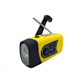 Pikkukuva 1 / 5: Sitruunankeltainen monitoimikorttiradio, mini taskulamppu hätäradio, aurinkokennokäsikampi radio