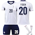 Pikkukuva 1 / 2: Englannin 25. kauden kotipaita valkoinen nro 20 Foden jalkapalloaiheinen paitatakkisetti aikuisille ja lapsille No. 20 Foden M(172-175CM）