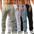 Miniatyrbillede 1 af 6: Casual Herre Bomuld Linned Harem Strand Yoga Bukser S Sort