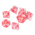Miniatyrbillede 6 af 8: 7 stk. polyhedral terningesæt i pink harpiks til rollespil, kortspil og terningspil til brætspil og matematikundervisning