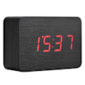 Miniatyrbild 1 av 8: Trä elektronisk digital väckarklocka Temperatur LED-display Ljudkontroll Svart