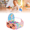 Miniatyrbilde 6 av 8: Ballbinge for barn med sammenleggbar tegneseriegiraff, lekebasseng for baby med basketballkurv for jenter og gutter, rosa
