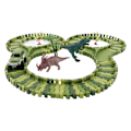 Pikkukuva 1 / 8: Dinosaurusten kilparata-leluautot joustavilla radoilla, helppo koota, sähköinen dinosaurusten kilparata-leikkisarja pojille ja tytöille