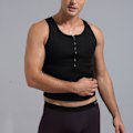 Miniatyrbilde 5 av 8: Menn Waist Trainer Glidelås Treningssvette Sauna Magekontroll Justerbar Belte Kropp Former Vest for Gå Ride Løpe Kroppsbygging Svart L