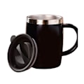 Miniatyrbild 2 av 8: 304 Rostfritt stål Kaffe Mugg med Lock Söt Droppresistent Drickmugg för Kontor Hem Svart 420ml
