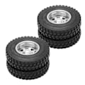 Pikkukuva 7 / 8: Metalliseos takapyörän navan vanteet 22 mm leveillä takakuminen lastauspyörillä Tamiya 1/14 RC -perävaunuun, hopea