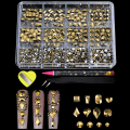 Miniatyrbilde 1 av 5: Flatbunnet diamant heteroseksuell blandet diamant neglekunst smykker blandet stil blandet rund glass diamant strass negledekorasjon A10