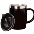 Miniatyrbild 1 av 8: 304 Rostfritt stål Kaffe Mugg med Lock Söt Droppresistent Drickmugg för Kontor Hem Svart 420ml