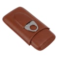 Miniatyrbillede 3 af 8: Bærbar cigar læder etui i høj kvalitet læder rejse bærbar cigar rejsetaske holder med saks brun