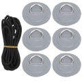 Miniatyrbilde 1 av 8: 6 stk. PVC D-ring Patch Elastisk Tau Sett Rustfritt Stål D-ring Patch Strikkledning Sett Grå