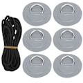 Miniatyrbillede 1 af 8: 6 stk. PVC D Ring Patch Elastisk Reb Sæt Rustfrit Stål D Ring Patch Bungee Cord Sæt Grå