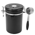 Miniatyrbillede 2 af 8: Kaffebeholder i rustfrit stål med lufttæt beholder til kaffe med 30 ml ske og datosporing, kaffekande til opbevaring af 1,8 l, sort