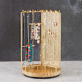 Miniatyrbillede 7 af 8: 3 i 1 smykkestativ display multi niveauer træ drejelig base smykke display holder til halskæde guld