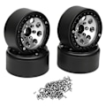 Pikkukuva 1 / 8: 4kpl RC Vanteen Kehä 1.9 Tuuman Alumiiniseos Vakaa RC Auton Pyörän Napa Axial SCX10 II III Hopea