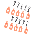 Pikkukuva 8 / 8: 10 kpl RC-korin klipsitapit Kevyet Tukevat Kestävät RC-korin klipsit Taivutetut R-nastat Sopivat Axial 1/24 SCX24 AXI206000 RC-autoon Oranssi